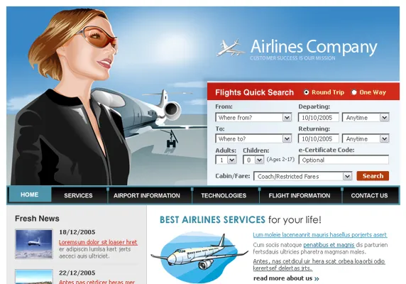 航空公司模板网站截屏图